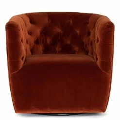 FOUR HANDS HANOVER SAPPHIRE RUST VELVET SWIVEL CHAIR