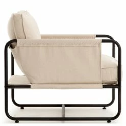 FOUR HANDS HARBOR NATURAL CANVAS ARM CHAIR + ACCENT STOOL