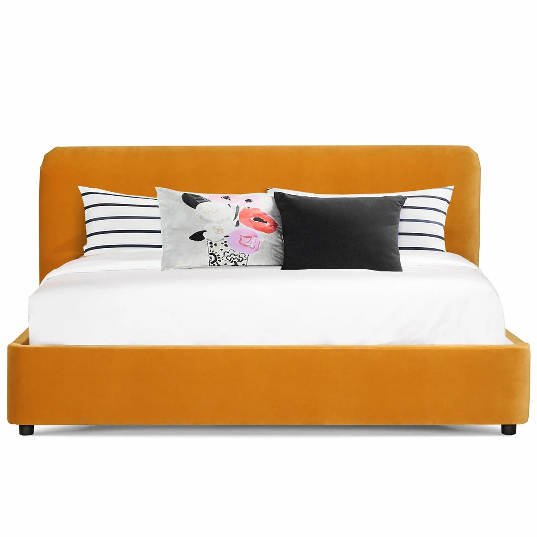 Hot Sale ⭐ MOES HAVANA YELLOW VELVET UPHOLSTERED PLATFORM BED Bedroom 😀 1 MOES HAVANA YELLOW VELVET UPHOLSTERED PLATFORM BED Bedroom