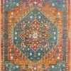 SURYA HADEYA RUG: ORANGE, AQUA