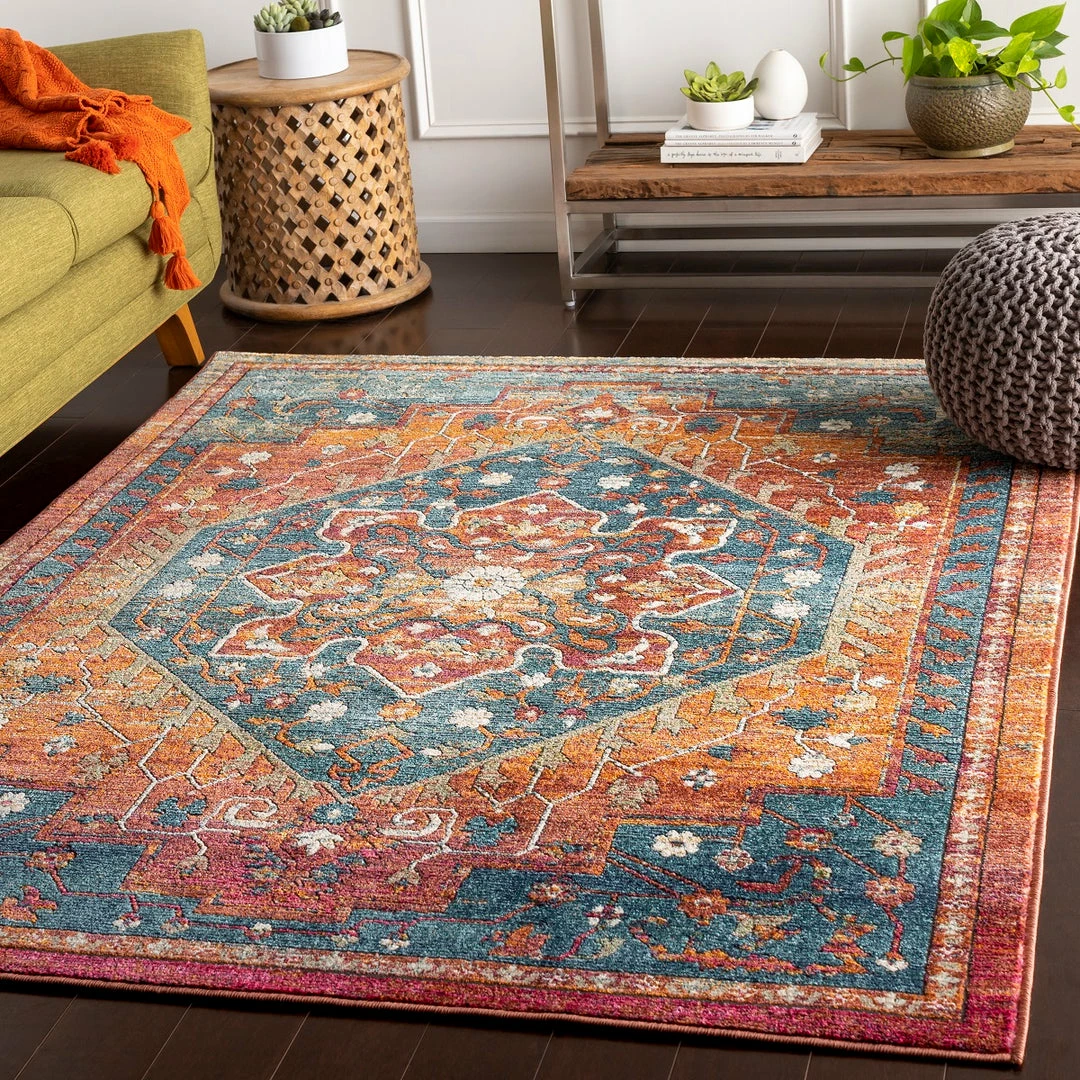 Discount 𧨠SURYA HADEYA RUG: ORANGE, AQUA π₯° 3 SURYA HADEYA RUG: ORANGE, AQUA