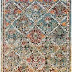 SURYA KAFELE RUG: AQUA, LIME MULTI