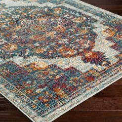 SURYA HADREA RUG: AQUA, BERRY MULTI