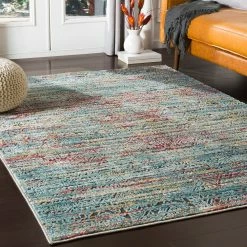 SURYA GADHI RUG: TURQUOISE, BERRY