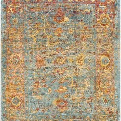 SURYA GAELAN RUG: AQUA, YELLOW