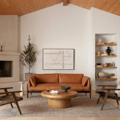 FOUR HANDS HERITAGE LEATHER SADDLEBAG SOFA: CAMEL