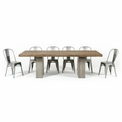 VIG Furniture HERITAGE OAK + CONCRETE DINING TABLE
