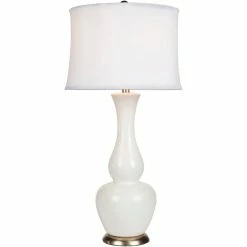 SURYA Lighting HESTIA GLOSS WHITE CERAMIC TABLE LAMP