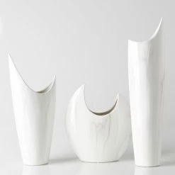SURYA Accessories CRESCENT WHITE CERAMIC VASES | SET OF 3
