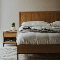 MOES HOLSTED NATURAL OAK PLATFORM BED Bedroom