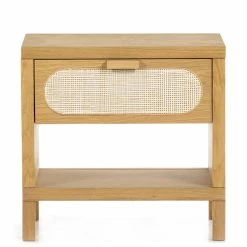 FOUR HANDS Furniture HONEY OAK + CANE END TABLE / NIGHTSTAND