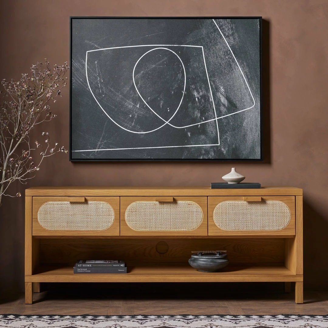 Brand new ๐ FOUR HANDS Furniture HONEY OAK + CANE MEDIA CONSOLE ๐ 2 FOUR HANDS Furniture HONEY OAK + CANE MEDIA CONSOLE