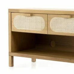 Brand new ๐ FOUR HANDS Furniture HONEY OAK + CANE MEDIA CONSOLE ๐ 19 FOUR HANDS Furniture HONEY OAK + CANE MEDIA CONSOLE