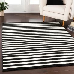 SURYA SKINNY STRIPES RUG: BLACK + WHITE