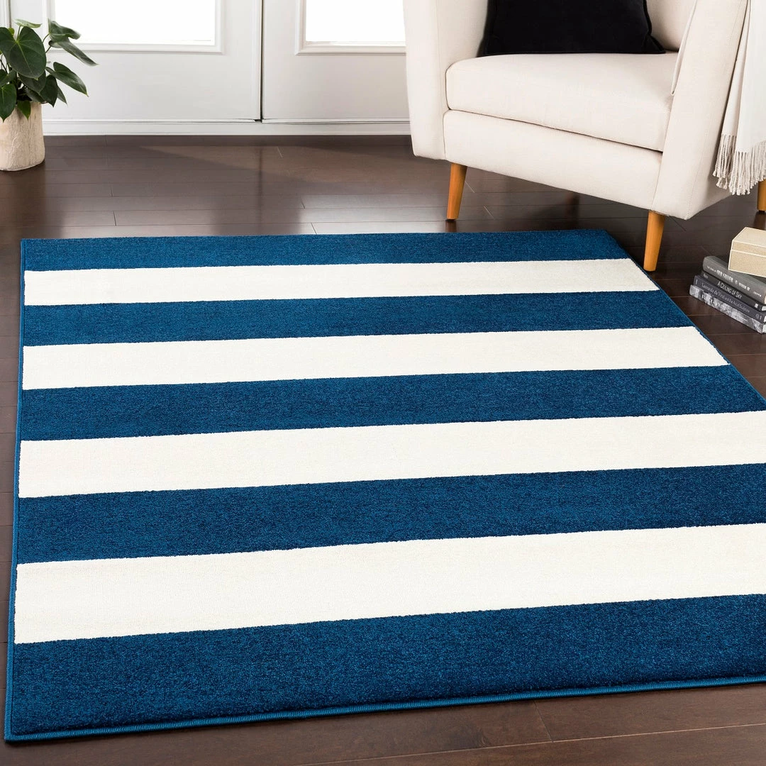 Hot Sale ๐ฅฐ SURYA CHUNKY STRIPES RUG: NAVY + WHITE โจ 4 SURYA CHUNKY STRIPES RUG: NAVY + WHITE