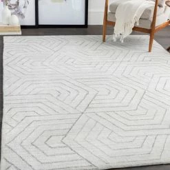 SURYA AKIDO VISCOSE RUG: WHITE