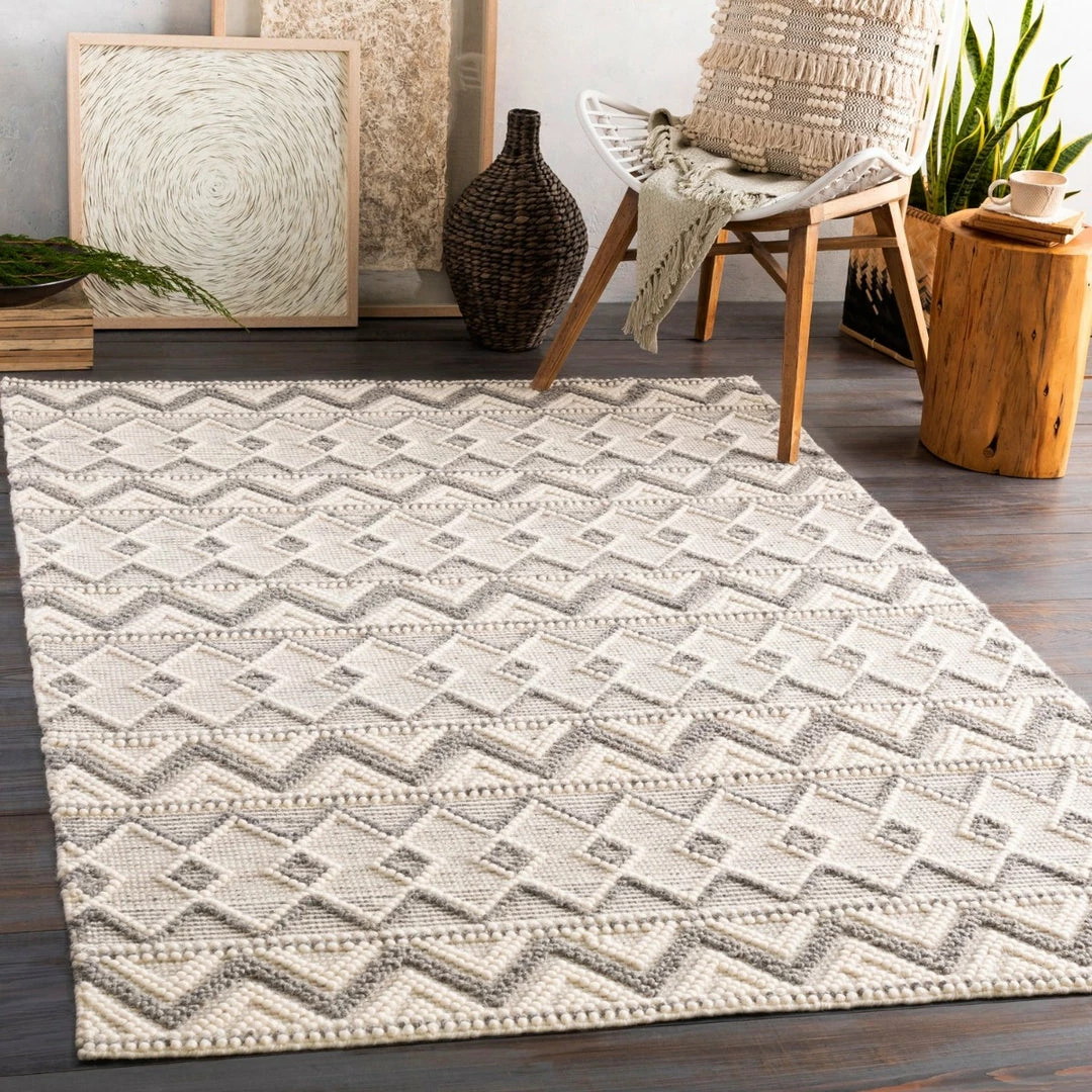 Wholesale โ SURYA LIA TEXTURED WOOL FLAT RUG: CREAM, GRAY ๐ 2 SURYA LIA TEXTURED WOOL FLAT RUG: CREAM, GRAY