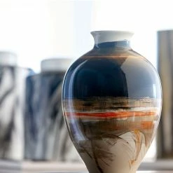 CYAN INDIAN PAINTBRUSH CERAMIC VASE Pillows + Decor