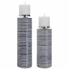 UTTERMOST INDIGO STRIPE PILLAR CANDLE HOLDERS | SET OF 2 Accessories