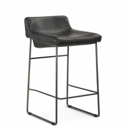 Discount ๐ MOES Furniture INDUSTRIAL SADDLE STOOLS: BLACK LEATHER | SET OF 2 ๐ 8 MOES Furniture INDUSTRIAL SADDLE STOOLS: BLACK LEATHER | SET OF 2