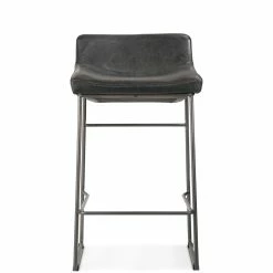 MOES Furniture INDUSTRIAL SADDLE STOOLS: BLACK LEATHER | SET OF 2