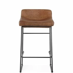 MOES INDUSTRIAL SADDLE STOOLS: BROWN LEATHER | SET OF 2
