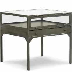 FOUR HANDS INDUSTRIAL SHADOW BOX END TABLE: GUNMETAL Furniture