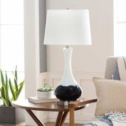SURYA INK DIPPED WHITE GLASS LAMP Lighting