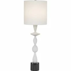 UTTERMOST INVERSE BLACK + WHITE MARBLE TABLE LAMP
