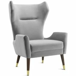 TOV ISAAC WING CHAIR: GRAY VELVET