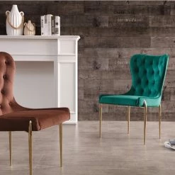 VIG IZZY EMERALD VELVET DINING CHAIR | SET OF 2