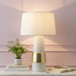 SURYA JANIE WHITE + GOLD CERAMIC LAMP Lighting