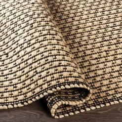 SURYA JASMINE 03 WOVEN JUTE RUG: NATURAL, BLACK