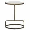 UTTERMOST Furniture JESSIE ANTIQUE GOLD MARBLE TOP OVAL SIDE TABLE