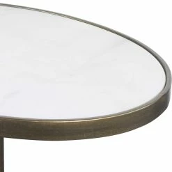 UTTERMOST Furniture JESSIE ANTIQUE GOLD MARBLE TOP OVAL SIDE TABLE