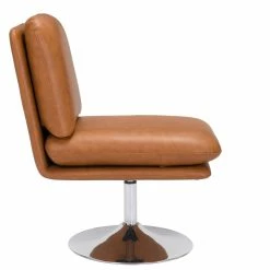 ZUO JET-SET BROWN VINYL SWIVEL CHAIR Furniture