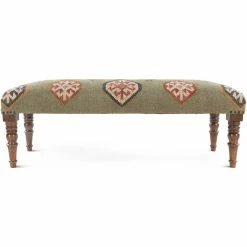 SURYA JOHAR WOOL & JUTE KILIM BENCH: OLIVE Furniture