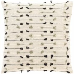SURYA Pillows + Decor JESSIE BLACK + SAGE TASSEL PILLOW