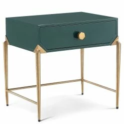 TOV JUNIPER GREEN LACQUER NIGHTSTAND Furniture