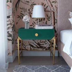 TOV JUNIPER GREEN LACQUER NIGHTSTAND Furniture