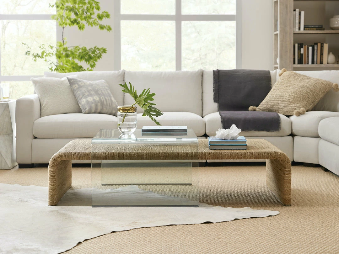 New π― HOOKER PLAYA JUTE + GLASS COFFEE TABLE Furniture π₯° 3 HOOKER PLAYA JUTE + GLASS COFFEE TABLE Furniture
