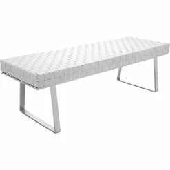 NUEVO Living Room KARLEE WOVEN LEATHER BENCH