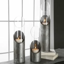 UTTERMOST Accessories KARTER RAW IRON CANDLEHOLDERS | SET OF 3