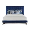 TOV KEANE NAVY VELVET BED Bedroom