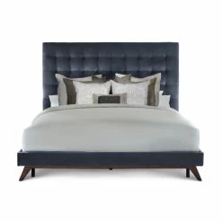 TOV KEANE GRAY VELVET BED Bedroom