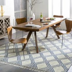 SURYA KELE WOOL + COTTON TEXTURED FLATWEAVE: BLUE Rug