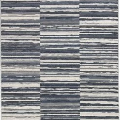 JAIPUR KENITH STRIPED RUG: STEEL, BLUE