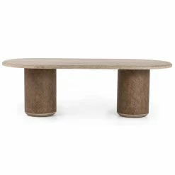 FOUR HANDS KIARA WEATHERED PINE + RATTAN DINING TABLE