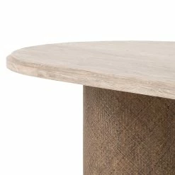 FOUR HANDS KIARA WEATHERED PINE + RATTAN DINING TABLE