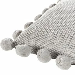 SURYA Pillows + Decor KNITTED COTTON POM PILLOW
